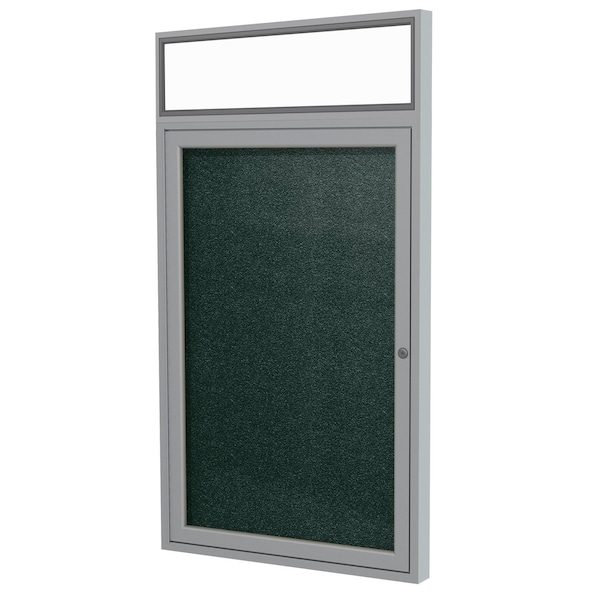 Enclosed Bulletin Board, 1 Door, Vinyl, Hdlnr Frame, 3 ft H x 2 ft W, Ebony